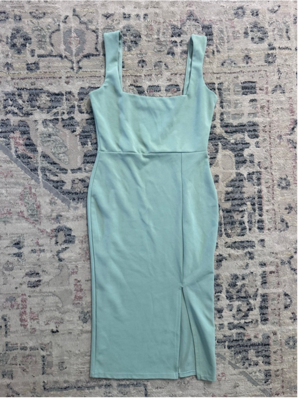 Women's Nasty Gal Mint Green Midi Dress with Slit, Size 6
